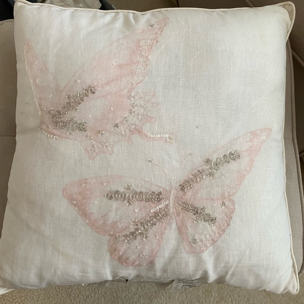 Monique Lhuillier butterfly embellished pillow
